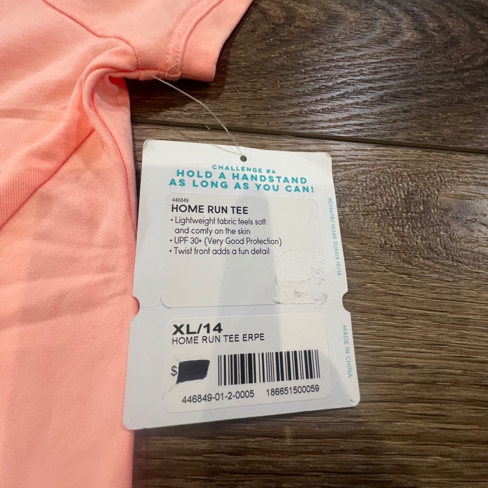 Athleta Girl Home Run Short Sleeve Tee, Knot Front, Creamsicle Orange Size XL/14 - Picture 4 of 12